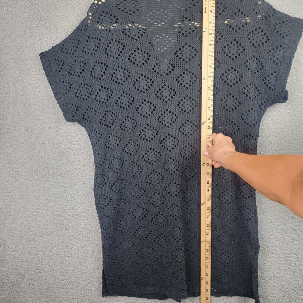 R & R Sport Swim Cover Up Women S Black Crochet Metal Buttons Beach Boho Vintage - Picture 9 of 16